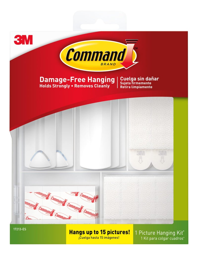 Command Picture Hanging Kit, Various Sized Picture Hanging Hooks and Strips to Hang Up to 15 Pictures, Indoor Use, Decorate Damage-Free,White - Image 1